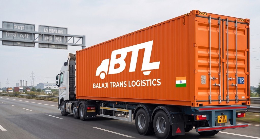 Balaji Trans Logistics container truck on the highway